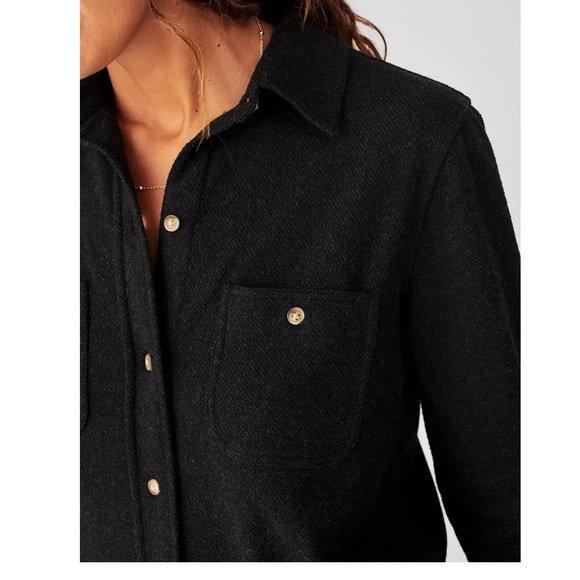 NWT Faherty Black Women's Button-Front Sweater Shirt - Picture 3 of 5